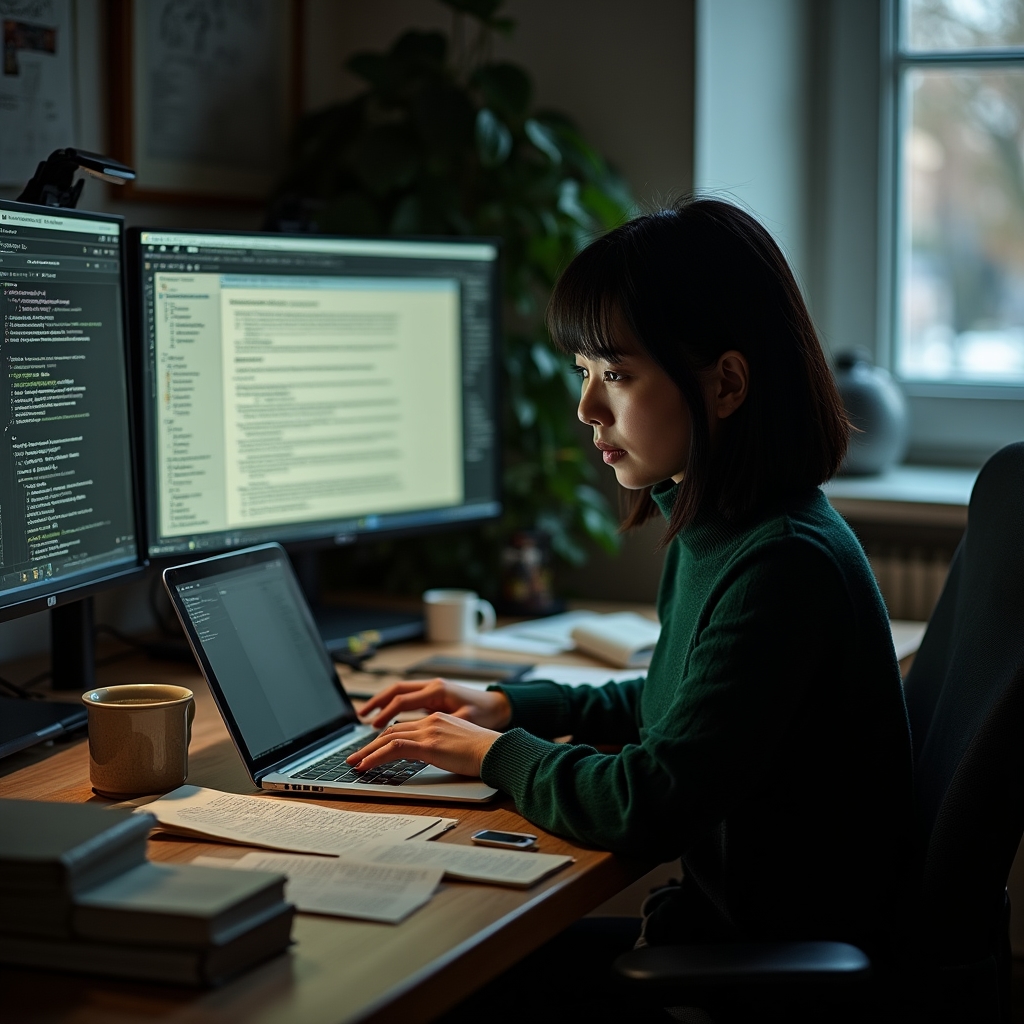 Redaktionelle Arbeit am Schreibtisch mit Notizen und Laptop